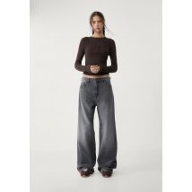 Stradivarius Jean baggy  DENIM NOIR EFFET DÉLAVÉ 34