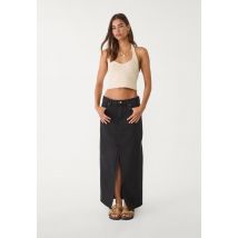 Stradivarius D70 Jupe midi fluide en denim  DENIM NOIR DÉLAVÉ 38