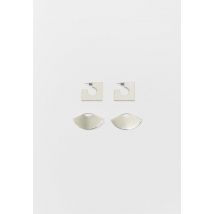 Stradivarius Lot de 2 paires de boucles d’oreilles géométriques  Gris OS