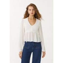 Stradivarius Chemisier fluide à volants  Blanc S