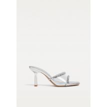 Stradivarius Sandales en vinyle avec bijoux  ARGENT  36