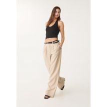 Stradivarius Pantalon en lin avec ceinture  Beige 32
