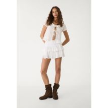 Stradivarius Chemisier manches courtes à volants  Blanc L