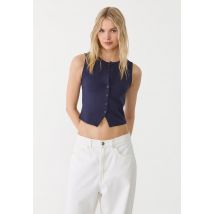 Stradivarius T-shirt basique à boutons  Marine M