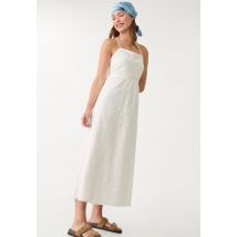 Stradivarius Robe midi brodée  Blanc M