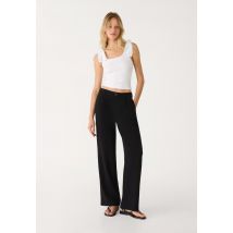 Stradivarius Pantalon droit en lin  Noir 32