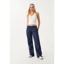 Stradivarius Pantalon taille élastique et taille basse  Marine S