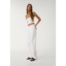 Stradivarius Pantalon droit taille basse  Blanc 36