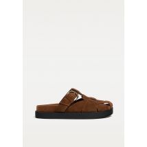 Stradivarius Mules sabots cuir  MARRON 35