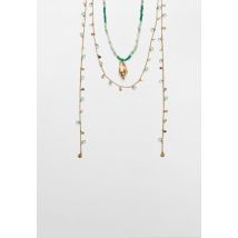 Stradivarius Set de 2 colliers avec perles et coquillage  Or OS