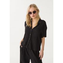 Stradivarius Chemise manches courtes avec lin  Noir S