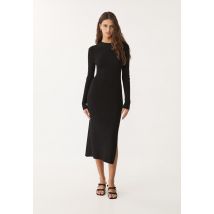 Stradivarius Robe midi en maille à col montant  Noir L