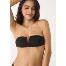Stradivarius Haut de bikini bandeau V crochet  Noir M
