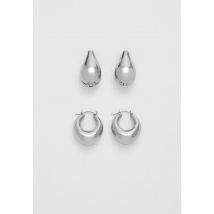 Stradivarius Lot de 2 paires de boucles d’oreilles volume  Gris OS