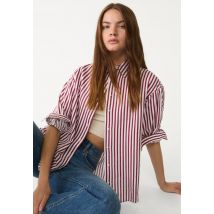 Stradivarius Chemise en lin mélangé à rayures  Grenat M