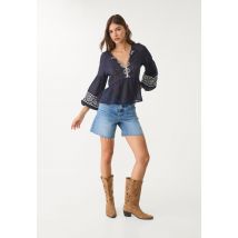 Stradivarius Blouse fluide broderies  Marine M