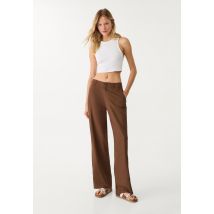 Stradivarius Pantalon droit fluide avec lin  Marron 34