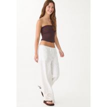 Stradivarius Pantalon brodé patchwork  Blanc S