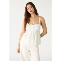 Stradivarius Top fluide à bretelles en lin  Blanc M