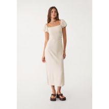 Stradivarius Robe midi manches bouffantes en lin  Pierre S