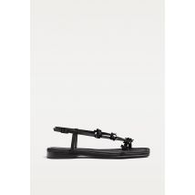 Stradivarius Sandales plates fleuries  NOIR  35
