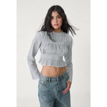 Stradivarius Chemise froncée à carreaux vichy  Gris M
