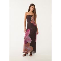 Stradivarius Robe épaules dénudées fleur  Marron S