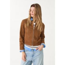 Stradivarius Blouson fermeture Éclair suédine  Marron S