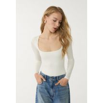 Stradivarius Body à col carré  Blanc L