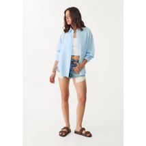 Stradivarius Chemise fluide en lin  Bleu denim M