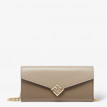 Portefeuille Continental À Chaîne Ff Diamonds, Gris - Fendi