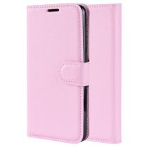 Etui Coque En Cuir Folio Portefeuille Anti-choc Pour Lg K10 2018 - Rose