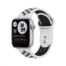 Apple Watch Nike Series 6 GPS, 40mm boitier Aluminium argent avec Bracelet Sport Platinium pur/Noir