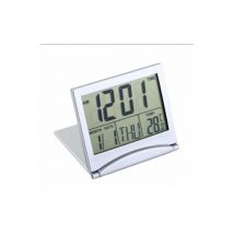 Réveil Matin Numérique Horloge Thermomètre Pliable 2 Types D'Affichage LCD Blanc