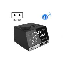 Réveil Bluetooth Radio Fm Enceinte Haut-Parleur Double USB Carte Micro SD Noir Y