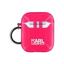 Coque Airpods Silicone gel avec Mousqueton Choupette Ikonik Karl Lagerfeld rose
