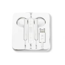 Écouteurs iPhone Lightning Filaires Kit Mains Libres Télécommande Micro Blanc