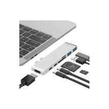 Hub HDMI USB-C Micro SD Thunderbolt pour Macbook Pro 16 2019 argent