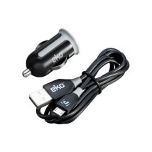 Kit 2 en 1 chargeur voiture USB noir 1A avec câble micro-usb