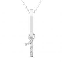 Wisiorek Numer "1" Laboratoryjny Diament 585 Białe Złoto (14K)