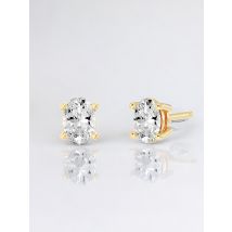 4-Prong Kolczyki Sztyfty z Naturalnym Owalnym Diamentem 0.50 Karata Żółte Srebro