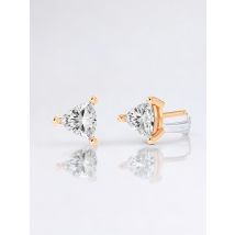 Klasyczne Kolczyki Sztyfty z Naturalnym Diamentem Trillion 0.50 Karata Różowe Srebro