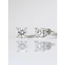 4-Prong Kolczyki Sztyfty z Naturalnym Okrągłym Diamentem 0.50 Karata 925 Srebro