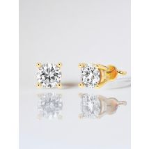 4-Prong Kolczyki Sztyfty z Naturalnym Okrągłym Diamentem 0.50 Karata Żółte Srebro