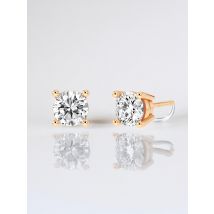 4-Prong Kolczyki Sztyfty z Naturalnym Okrągłym Diamentem 0.50 Karata Różowe Srebro