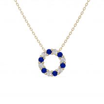 Wisiorek Koło Akcentowany z Diamentami 0.18 ct i Szafirami 585 Żółte Złoto