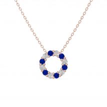 Wisiorek Koło Akcentowany z Diamentami 0.18 ct i Szafirami 585 Różowe Złoto