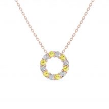 Wisiorek Koło Akcentowany z Diamentami 0.18 ct i Cytrynami 585 Różowe Złoto