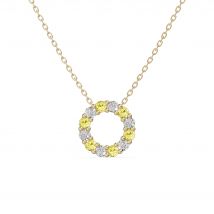 Wisiorek Koło Akcentowany z Diamentami 0.18 ct i Cytrynami 585 Żółte Złoto