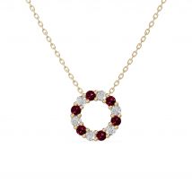 Wisiorek Koło Akcentowany z Diamentami 0.18 ct i Rubiny 585 Żółte Złoto